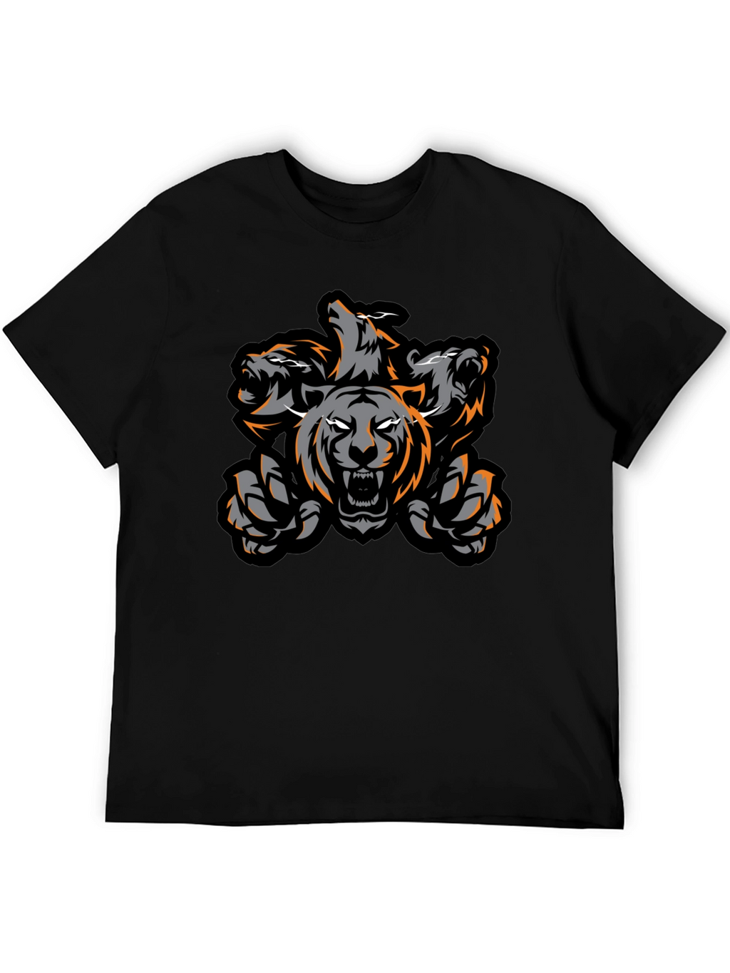 Three-Headed Tiger Graphic Tee - Black