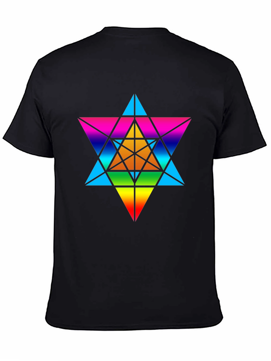 Rainbow Geometric Star T-Shirt - Unisex Black Tee