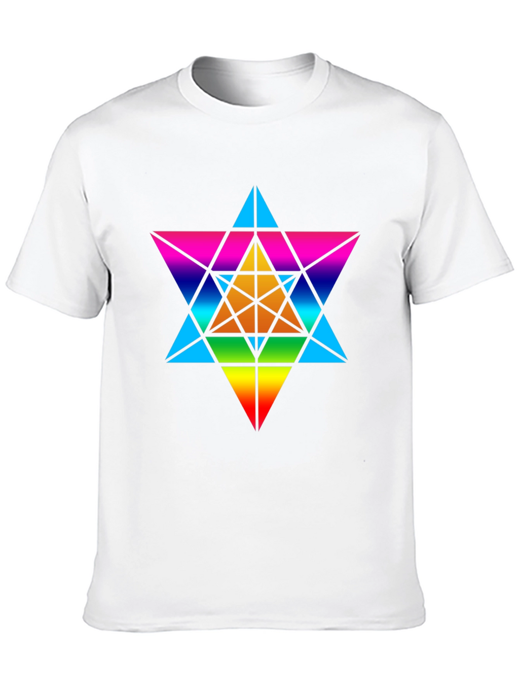 Rainbow Geometric Star T-Shirt - Unisex Black Tee