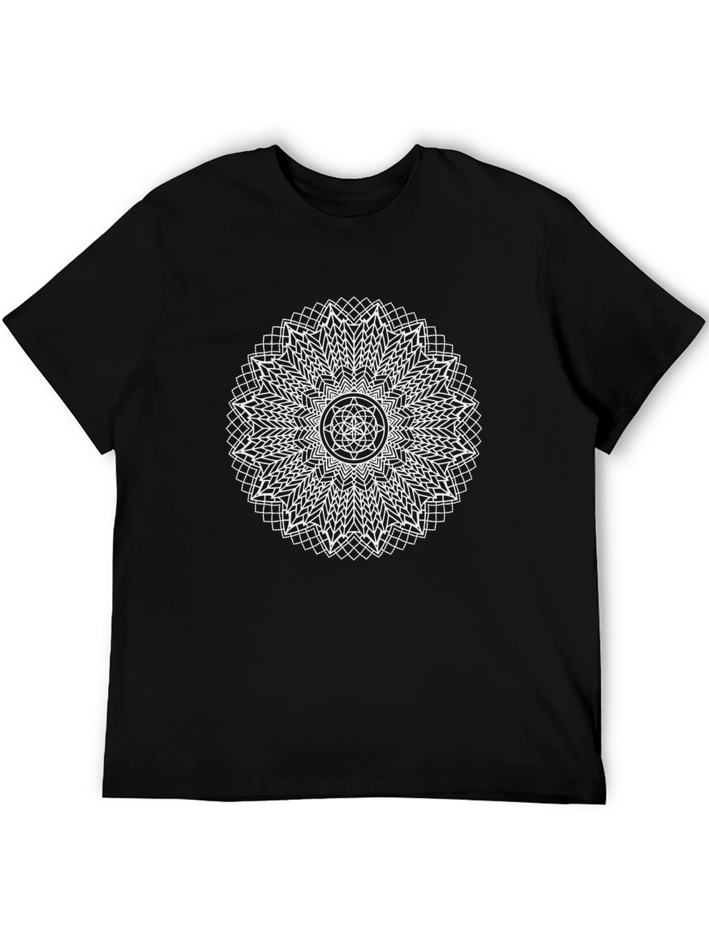 Geometric Mandala Graphic T-Shirt - Black