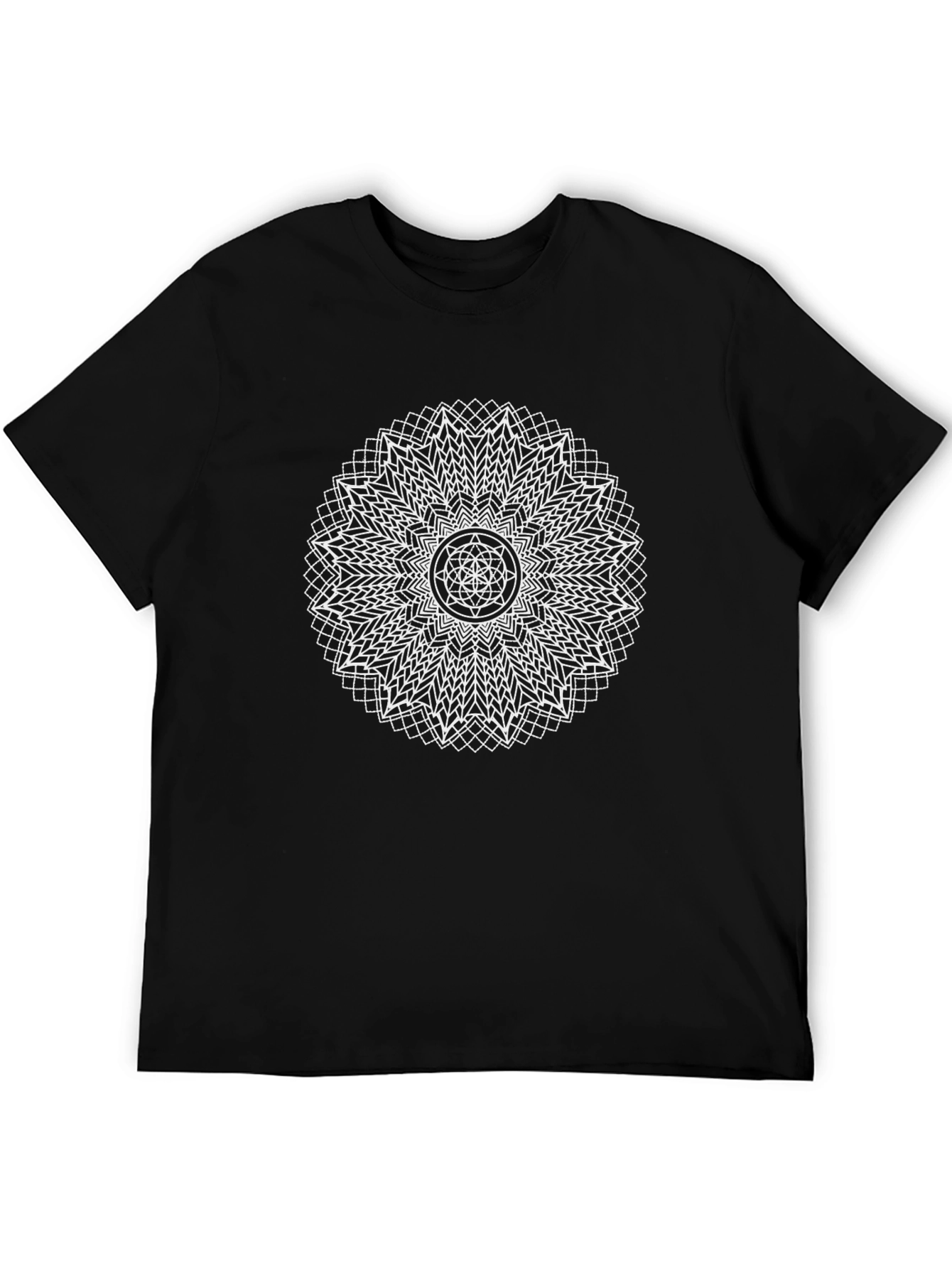 Geometric Mandala Graphic T-Shirt - Black