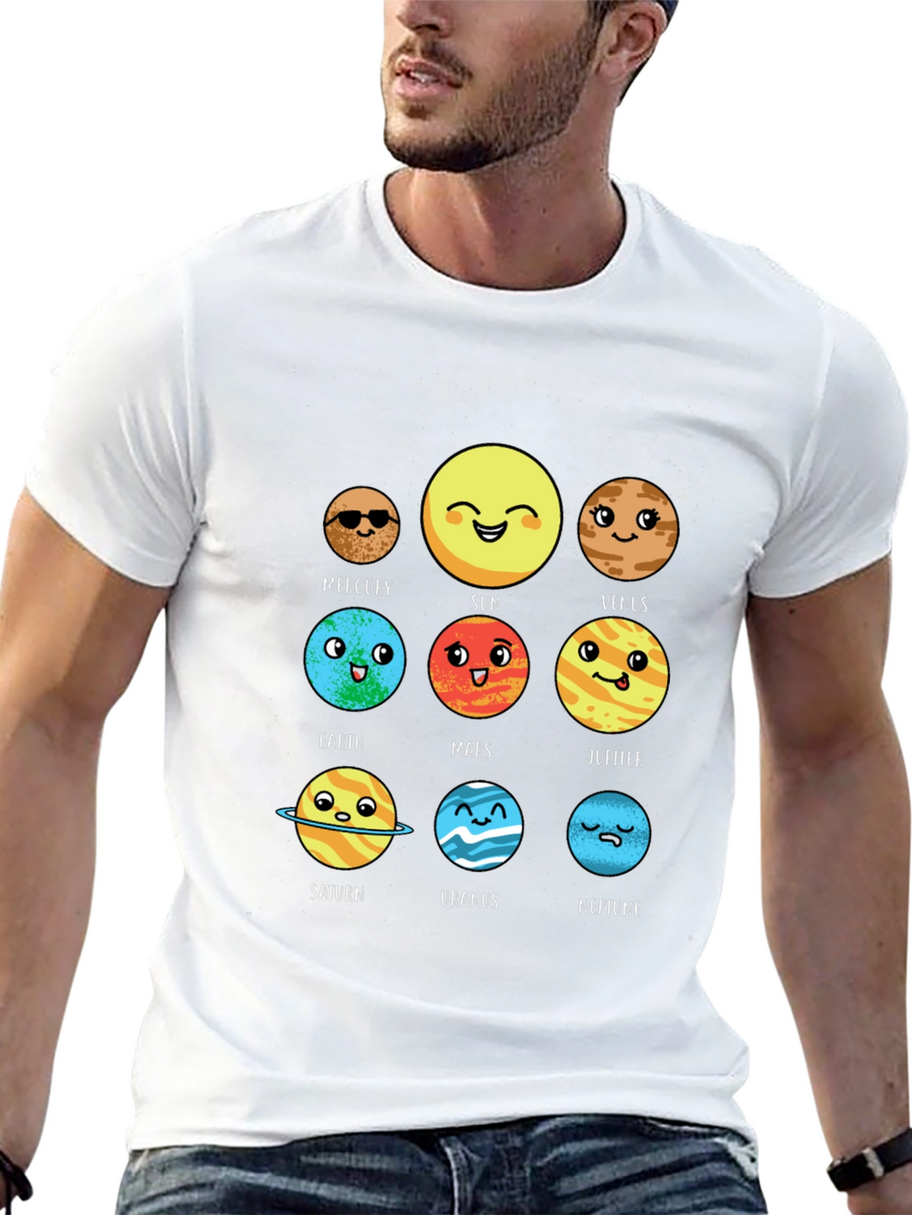 Planets Graphic Tee - Cute Solar System Shirt