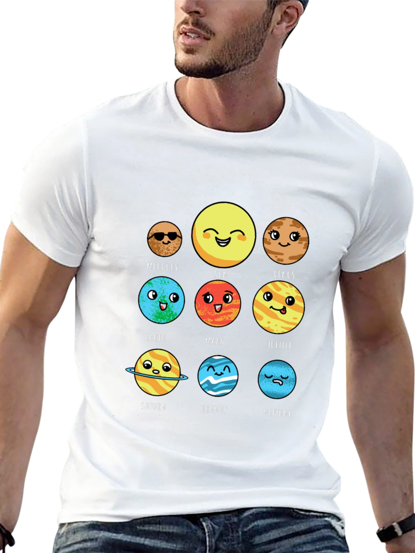 Planets Graphic Tee - Cute Solar System Shirt