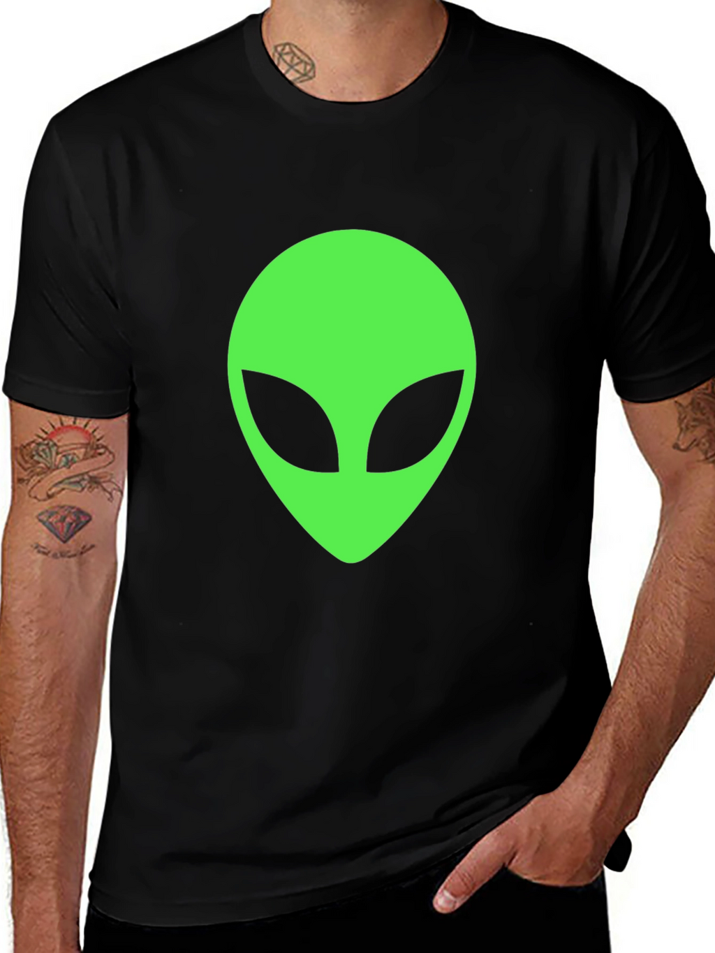 Alien Head Graphic T-Shirt - Classic Black