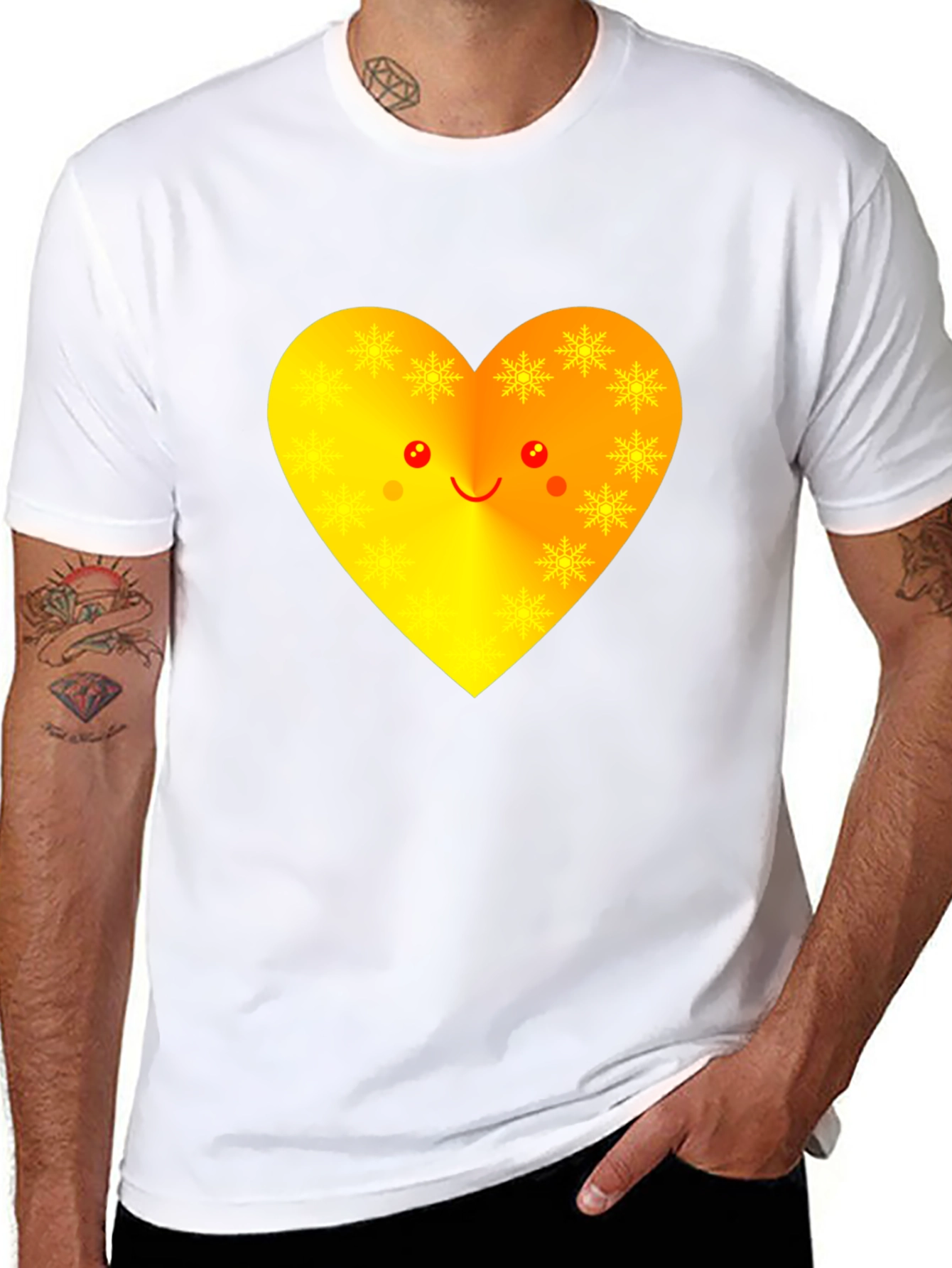 Heart Face Graphic Tee - Black Unisex T-Shirt
