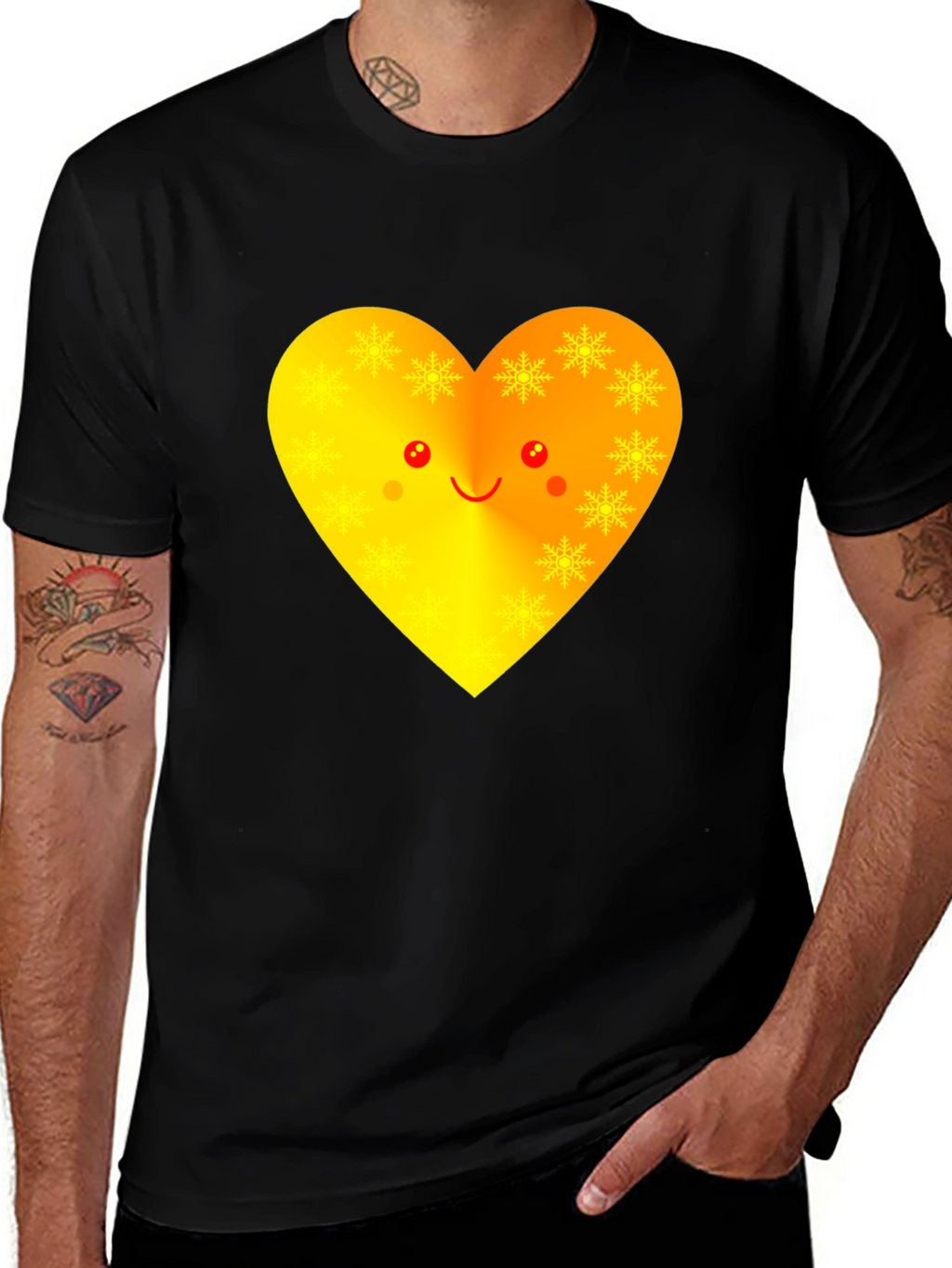 Heart Face Graphic Tee - Black Unisex T-Shirt