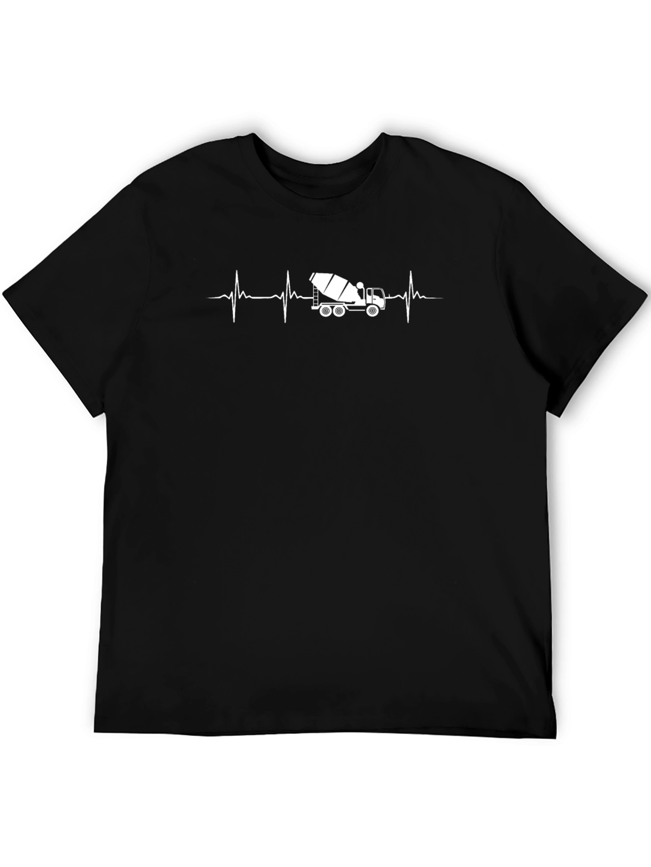 Concrete Mixer Truck Heartbeat Graphic T-Shirt