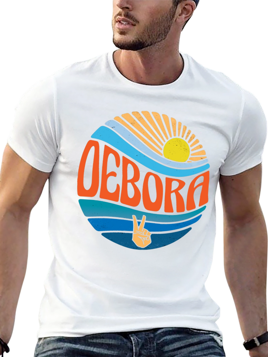 Retro OEBORA Graphic T-Shirt - Peace & Waves