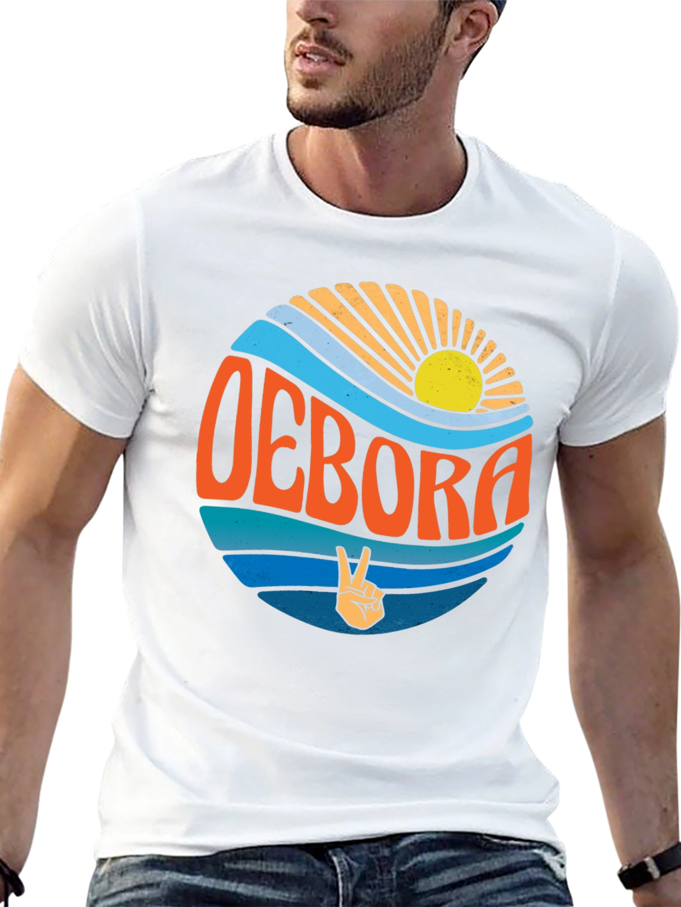 Retro OEBORA Graphic T-Shirt - Peace & Waves