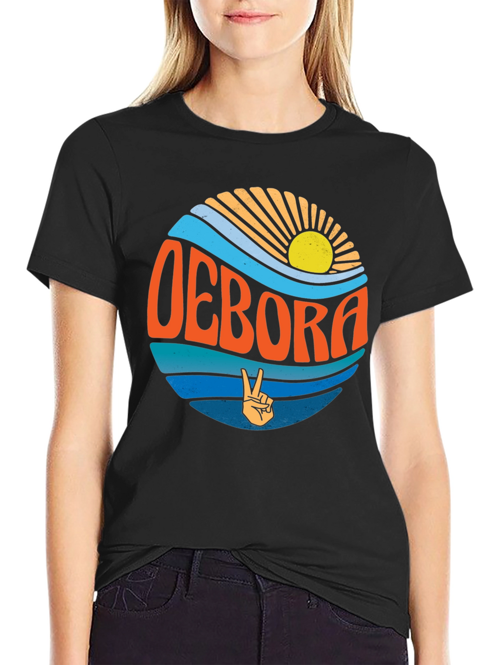 Retro OEBORA Graphic T-Shirt - Peace & Waves