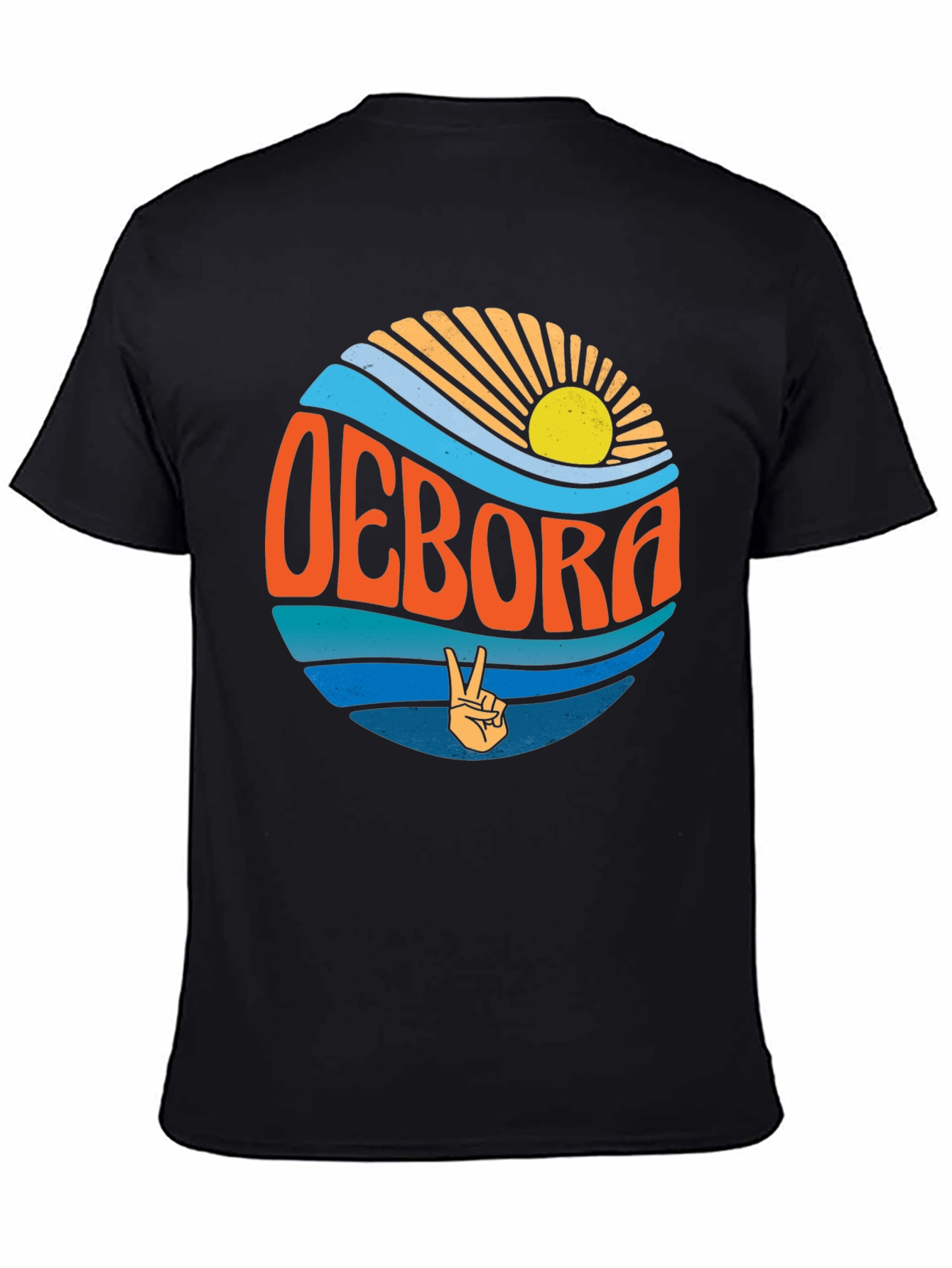 Retro OEBORA Graphic T-Shirt - Peace & Waves
