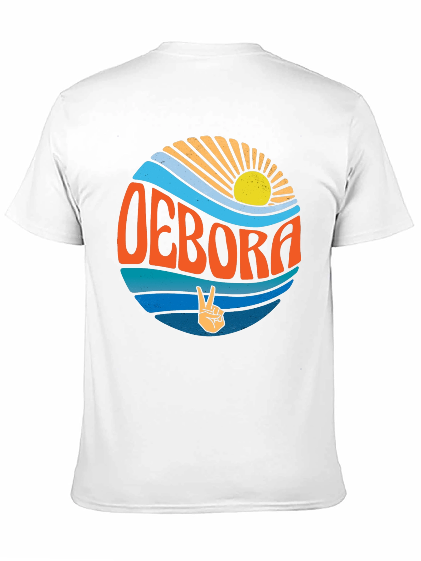 Retro OEBORA Graphic T-Shirt - Peace & Waves