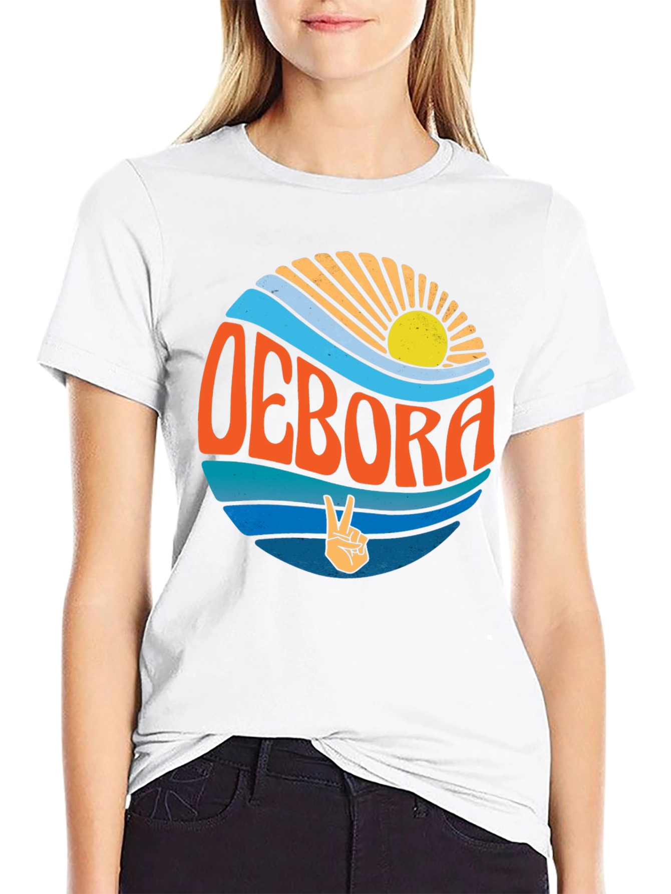 Retro OEBORA Graphic T-Shirt - Peace & Waves