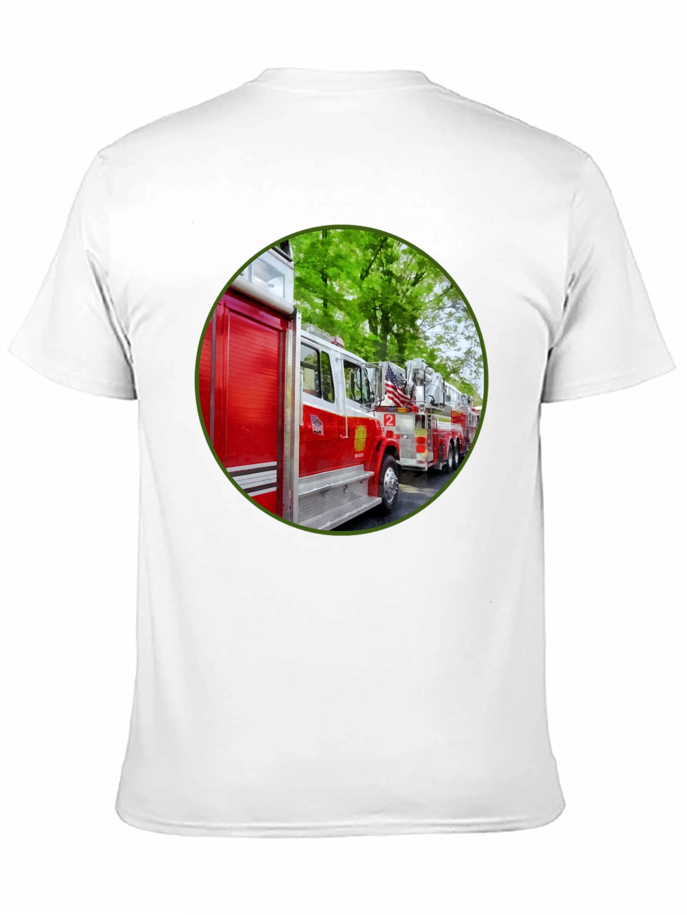 Fire Truck Graphic Tee - Black Cotton Blend