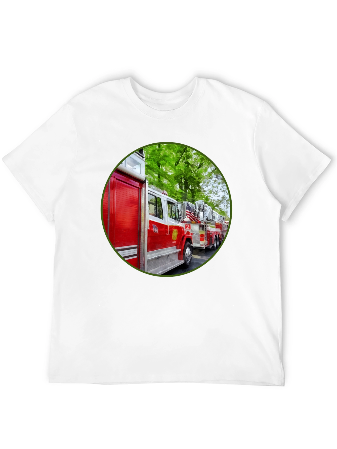 Fire Truck Graphic Tee - Black Cotton Blend