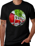 Fire Truck Graphic Tee - Black Cotton Blend