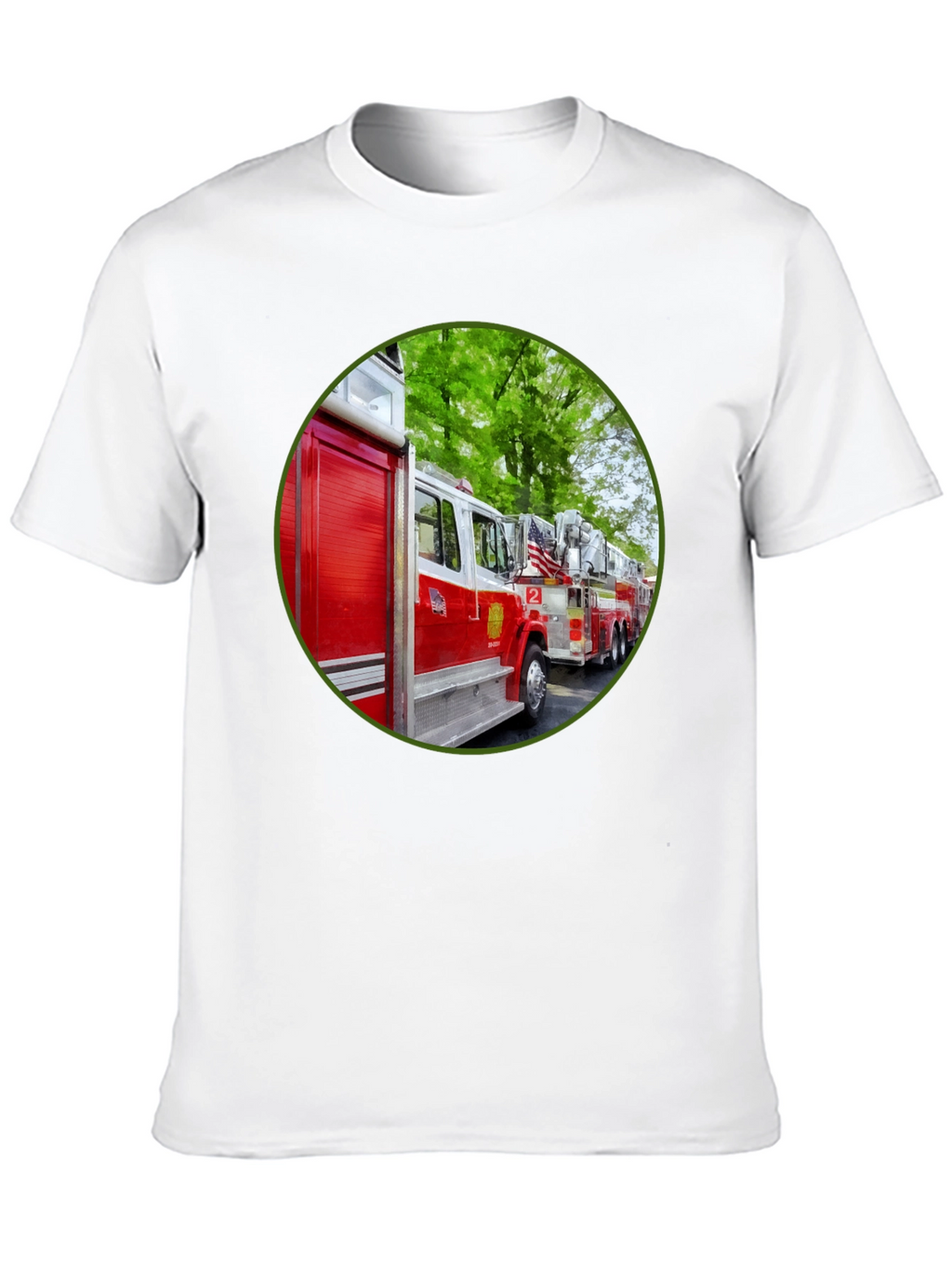 Fire Truck Graphic Tee - Black Cotton Blend