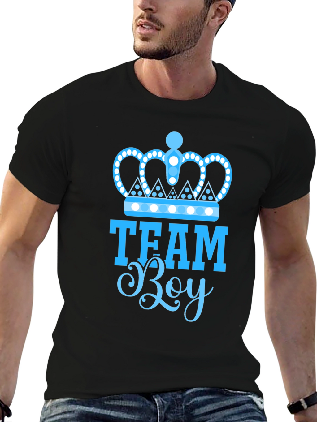 Team Boy Gender Reveal T-Shirt - Black