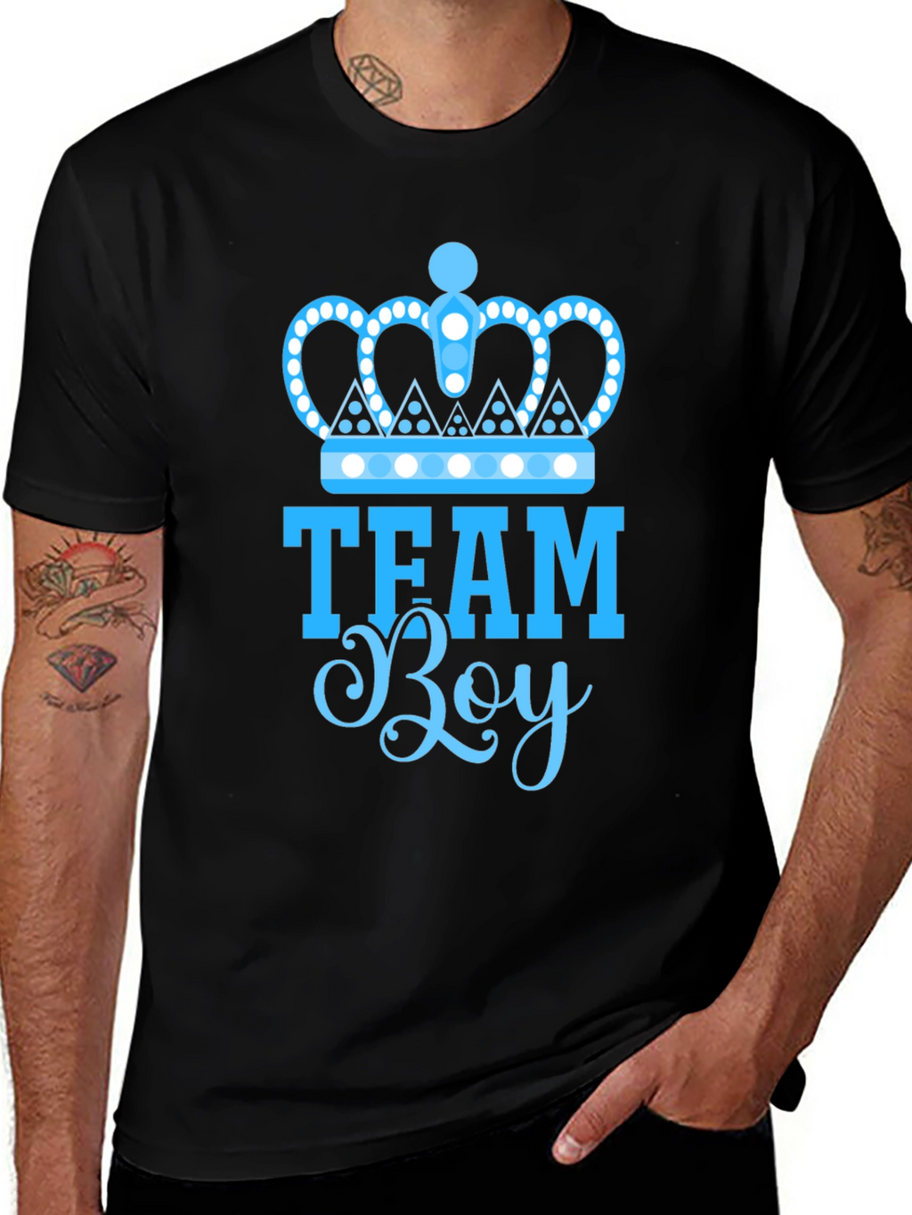 Team Boy Gender Reveal T-Shirt - Black