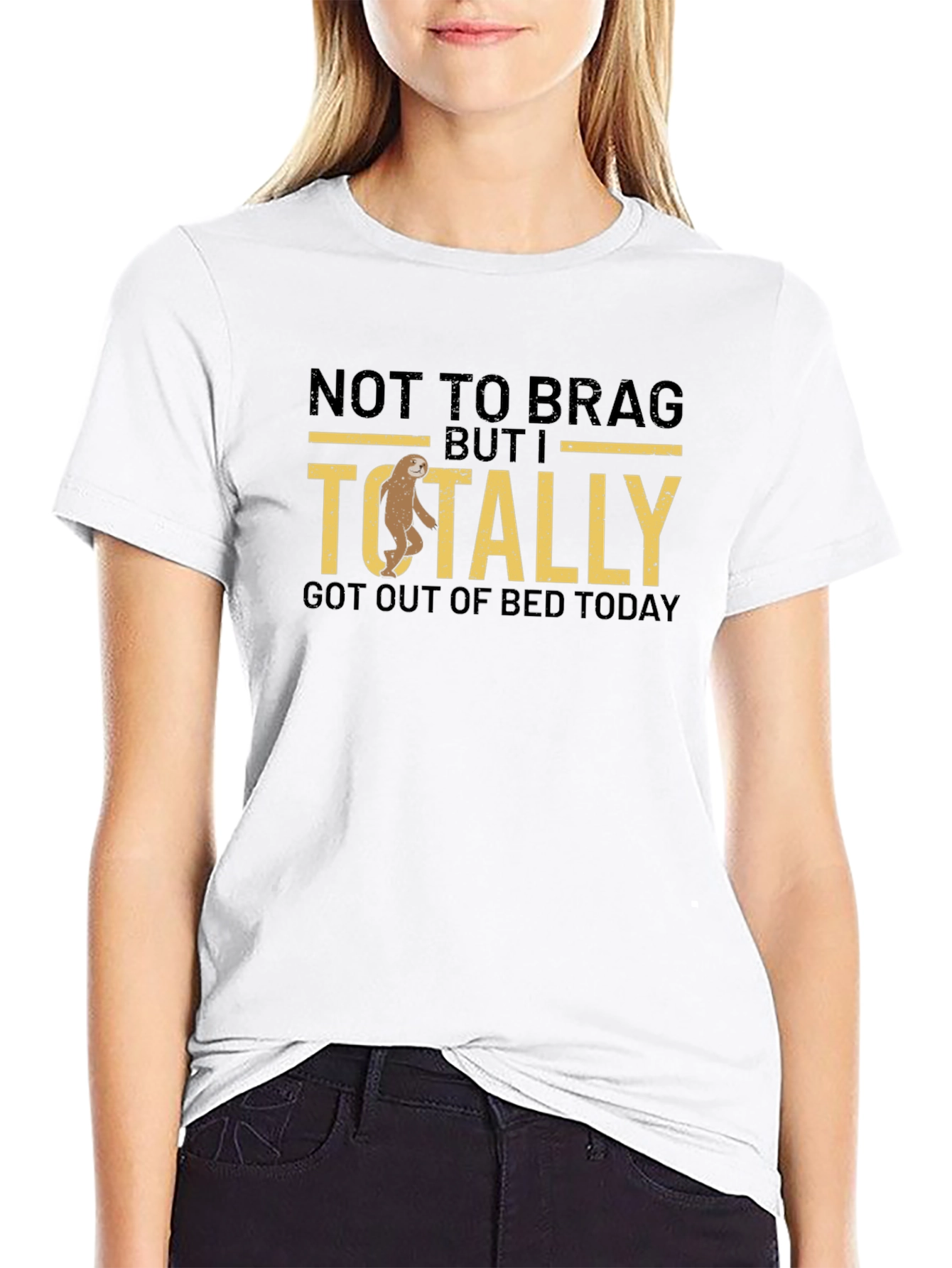 Sloth Got Out Of Bed Today Black T-Shirt