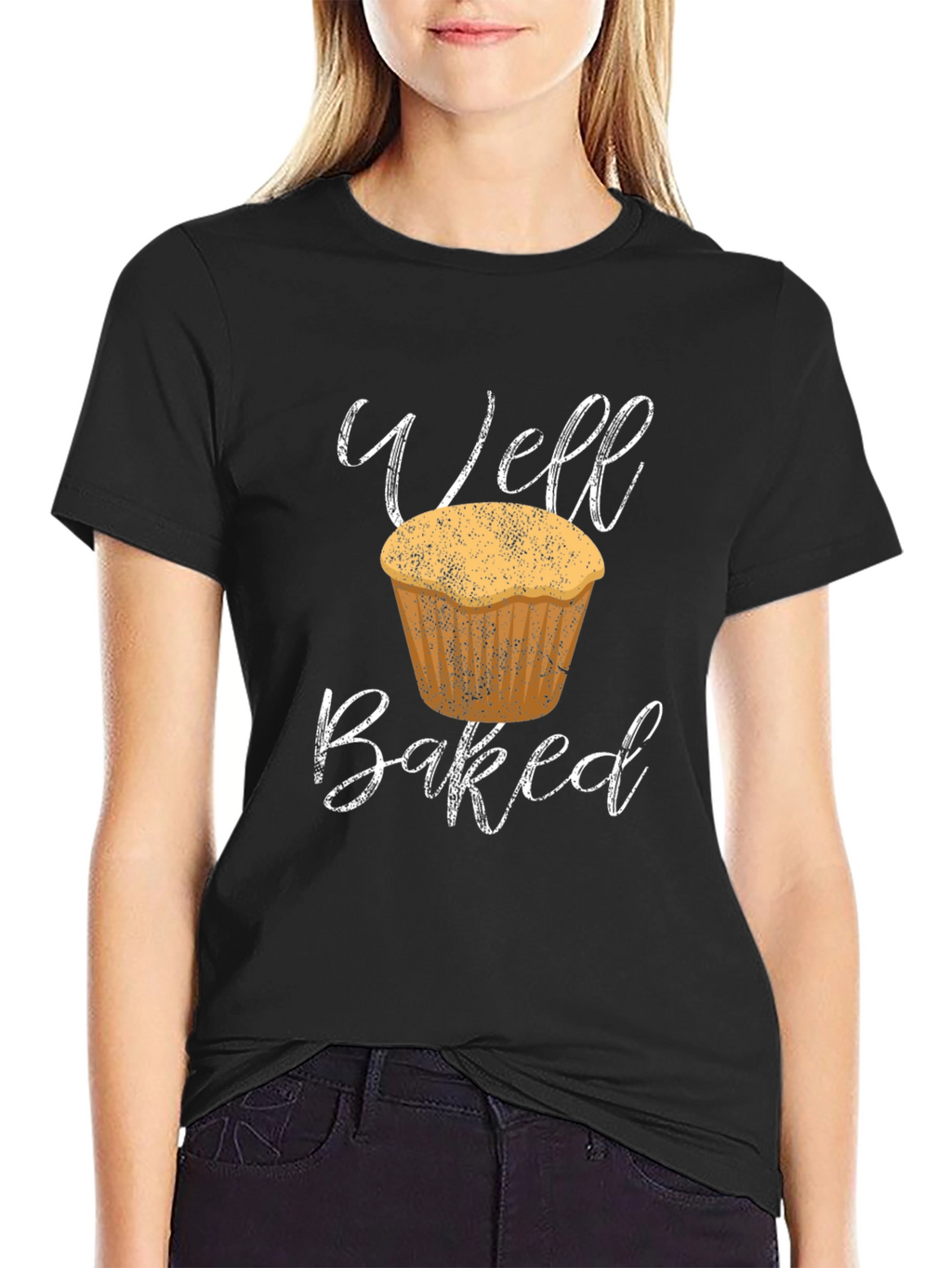 Well Baked Muffin T-Shirt - Black Cotton Tee