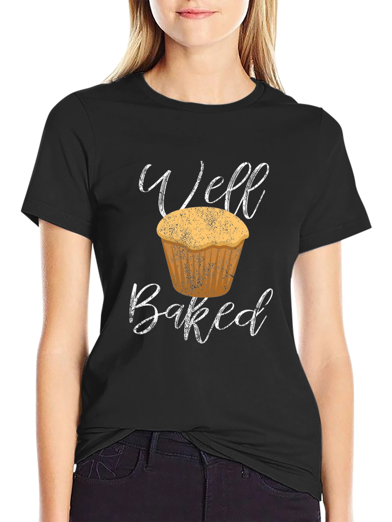 Well Baked Muffin T-Shirt - Black Cotton Tee
