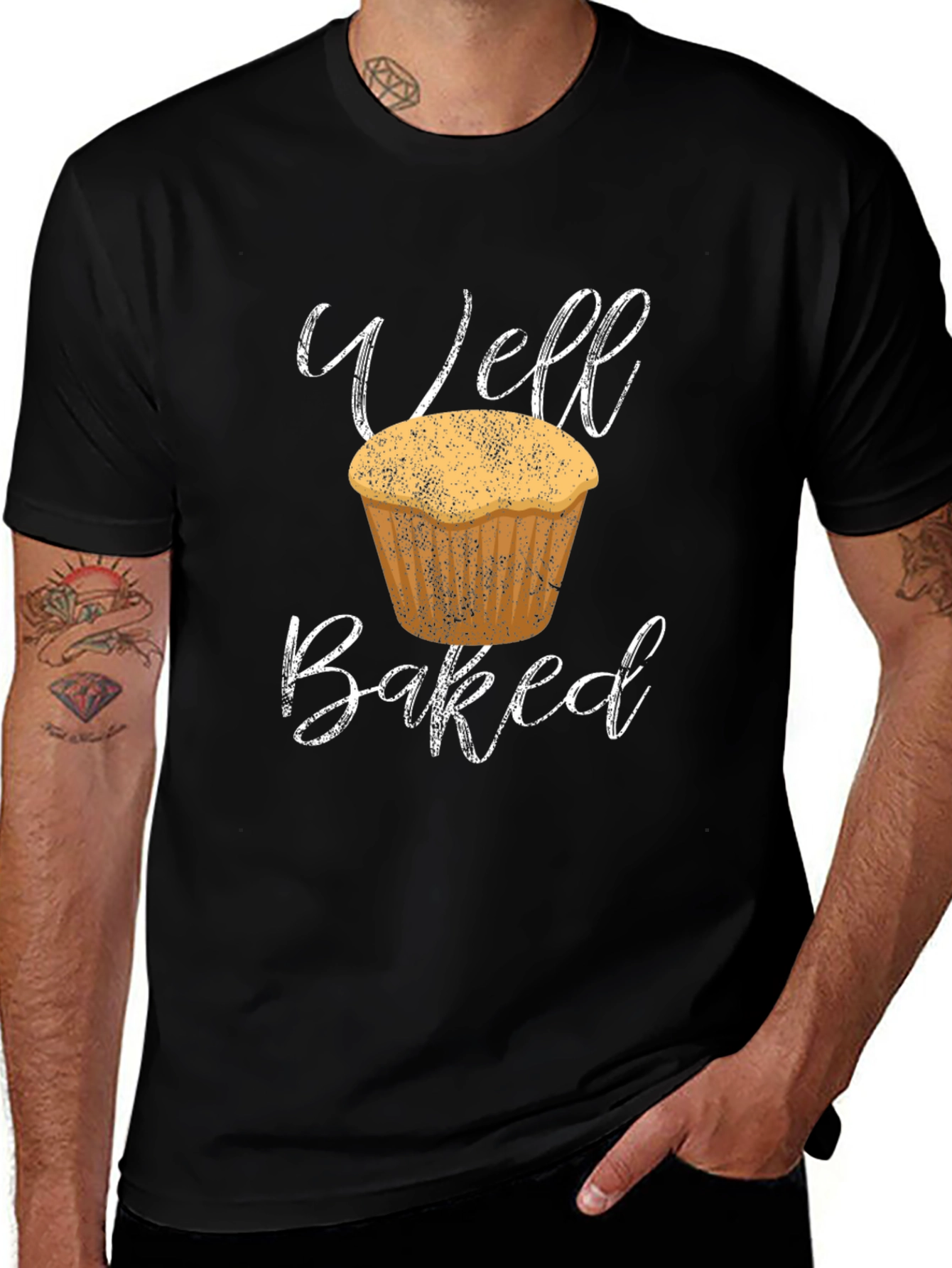 Well Baked Muffin T-Shirt - Black Cotton Tee