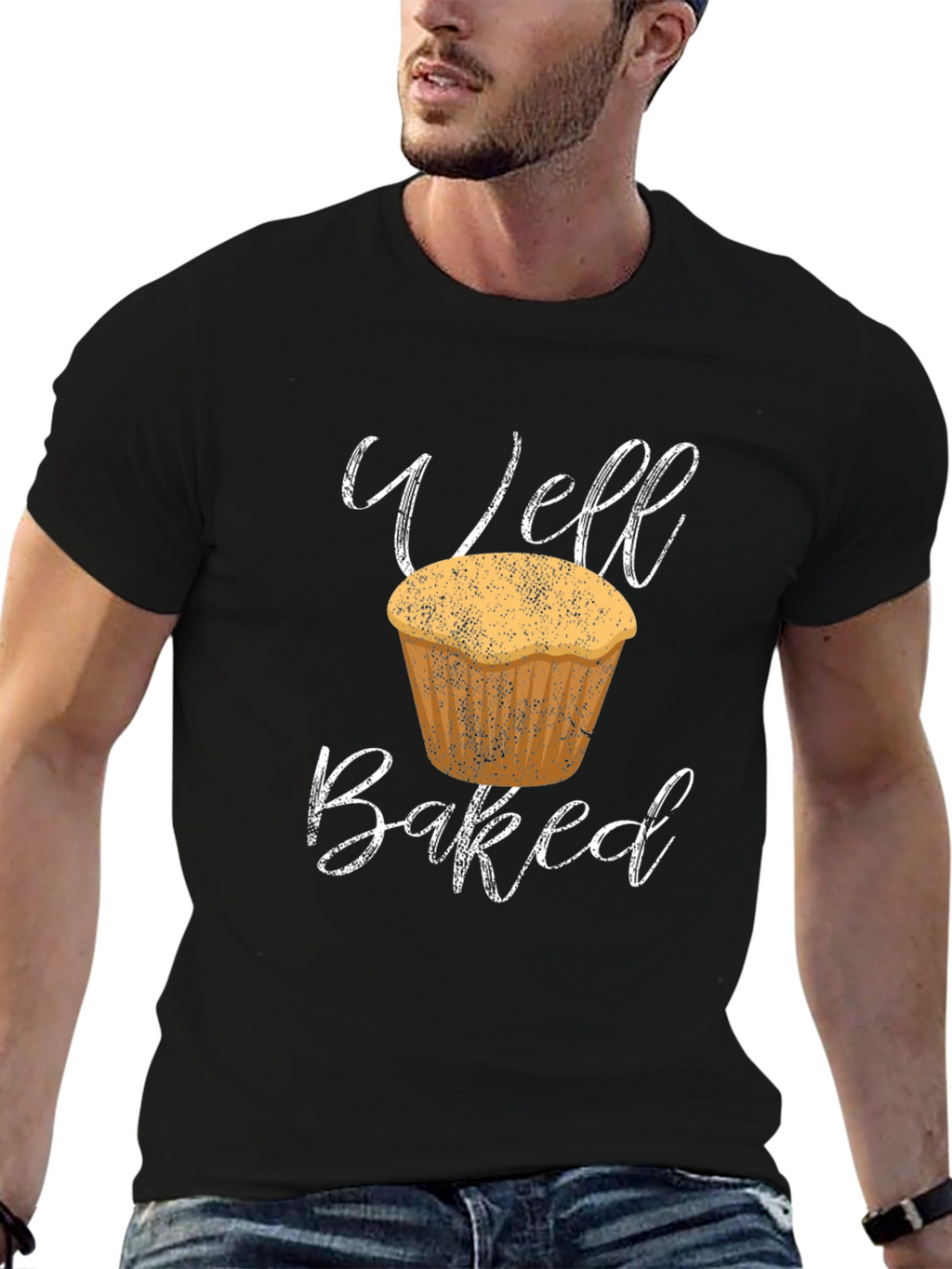 Well Baked Muffin T-Shirt - Black Cotton Tee