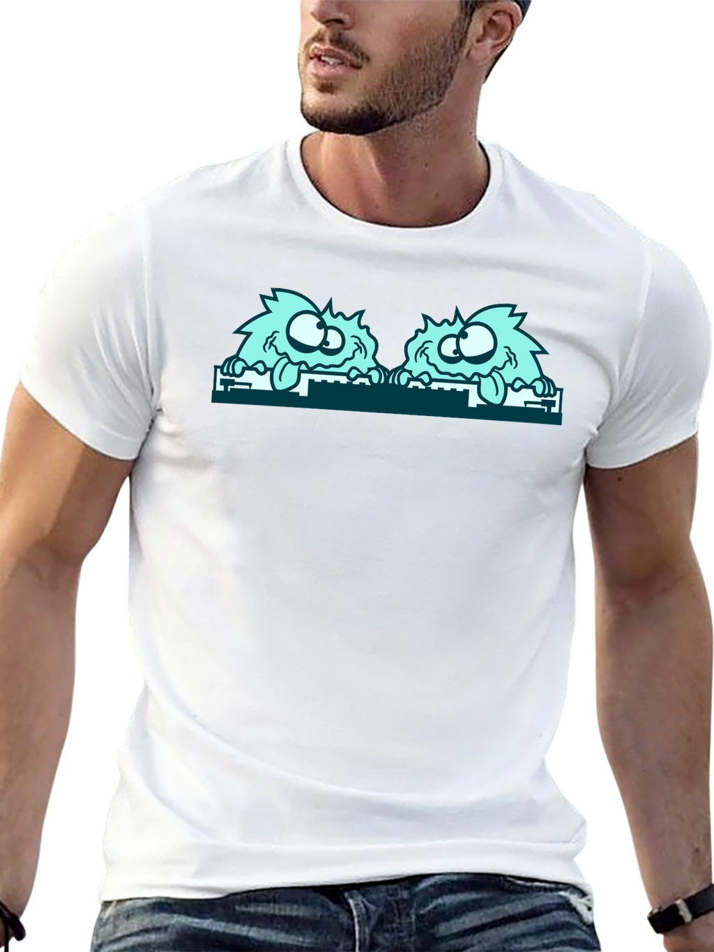 Monster Peekaboo Graphic Tee - Black