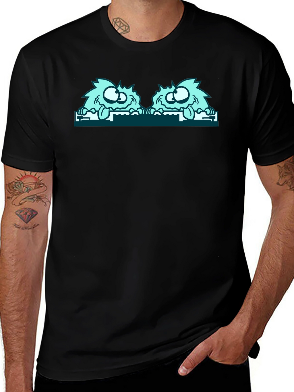 Monster Peekaboo Graphic Tee - Black
