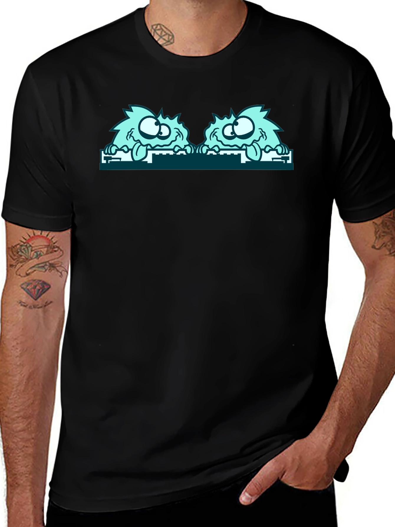 Monster Peekaboo Graphic Tee - Black