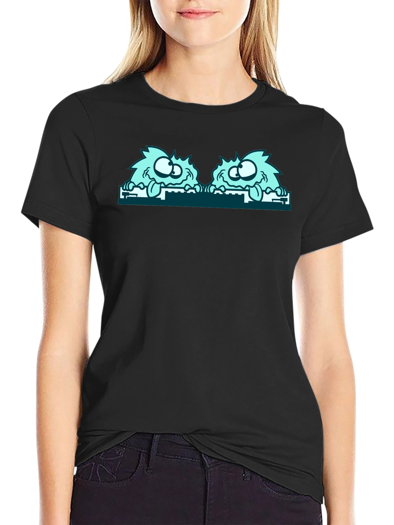 Monster Peekaboo Graphic Tee - Black