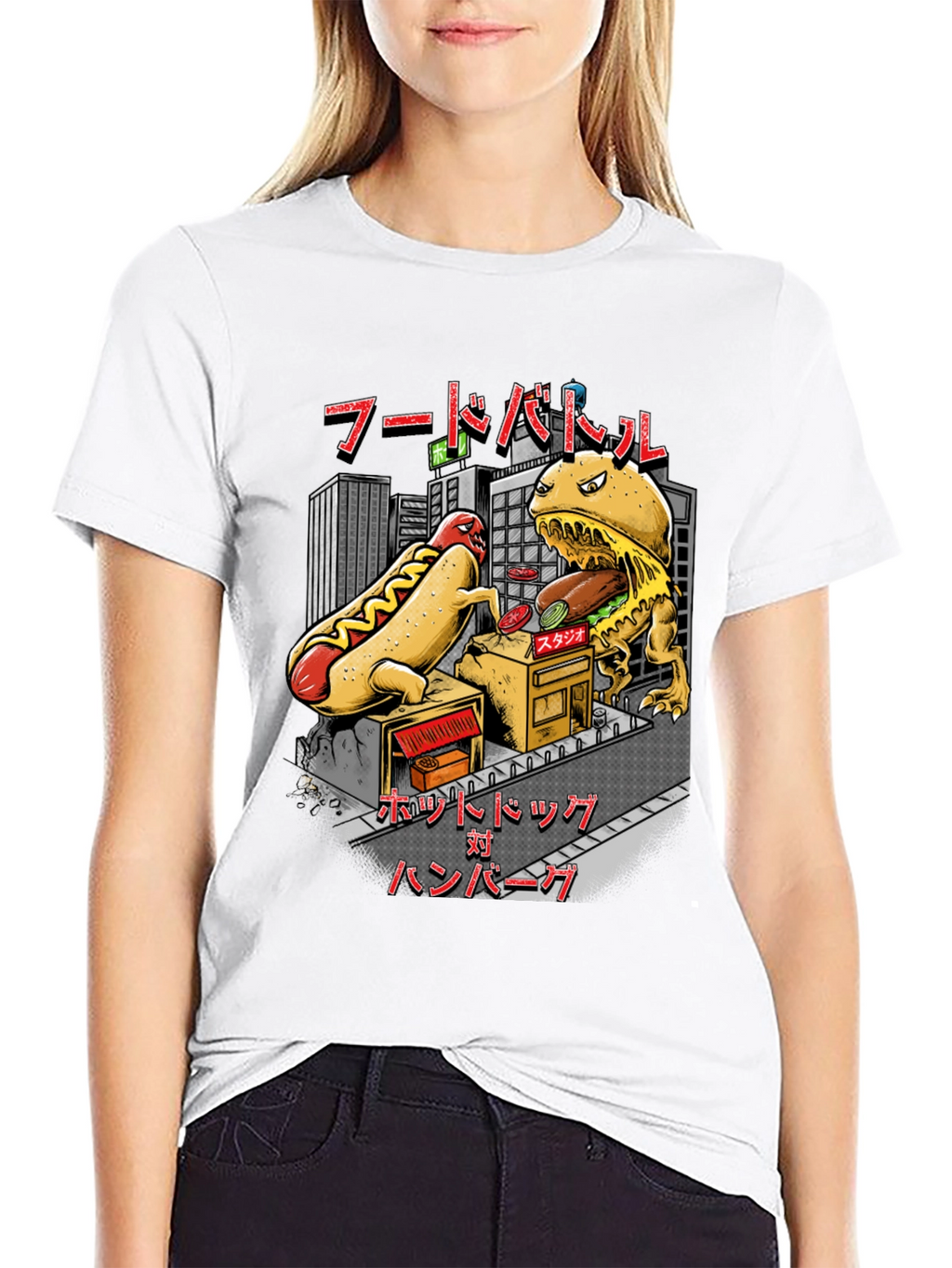 Food Battle T-Shirt - Hot Dog vs Burger