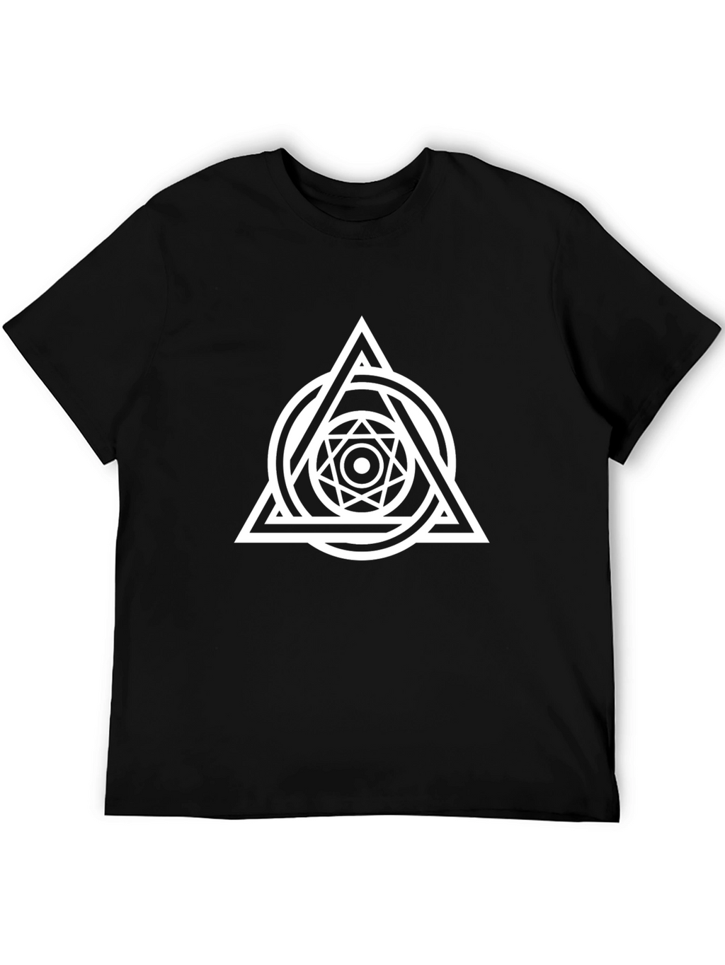 Geometric Graphic Print Black T-Shirt