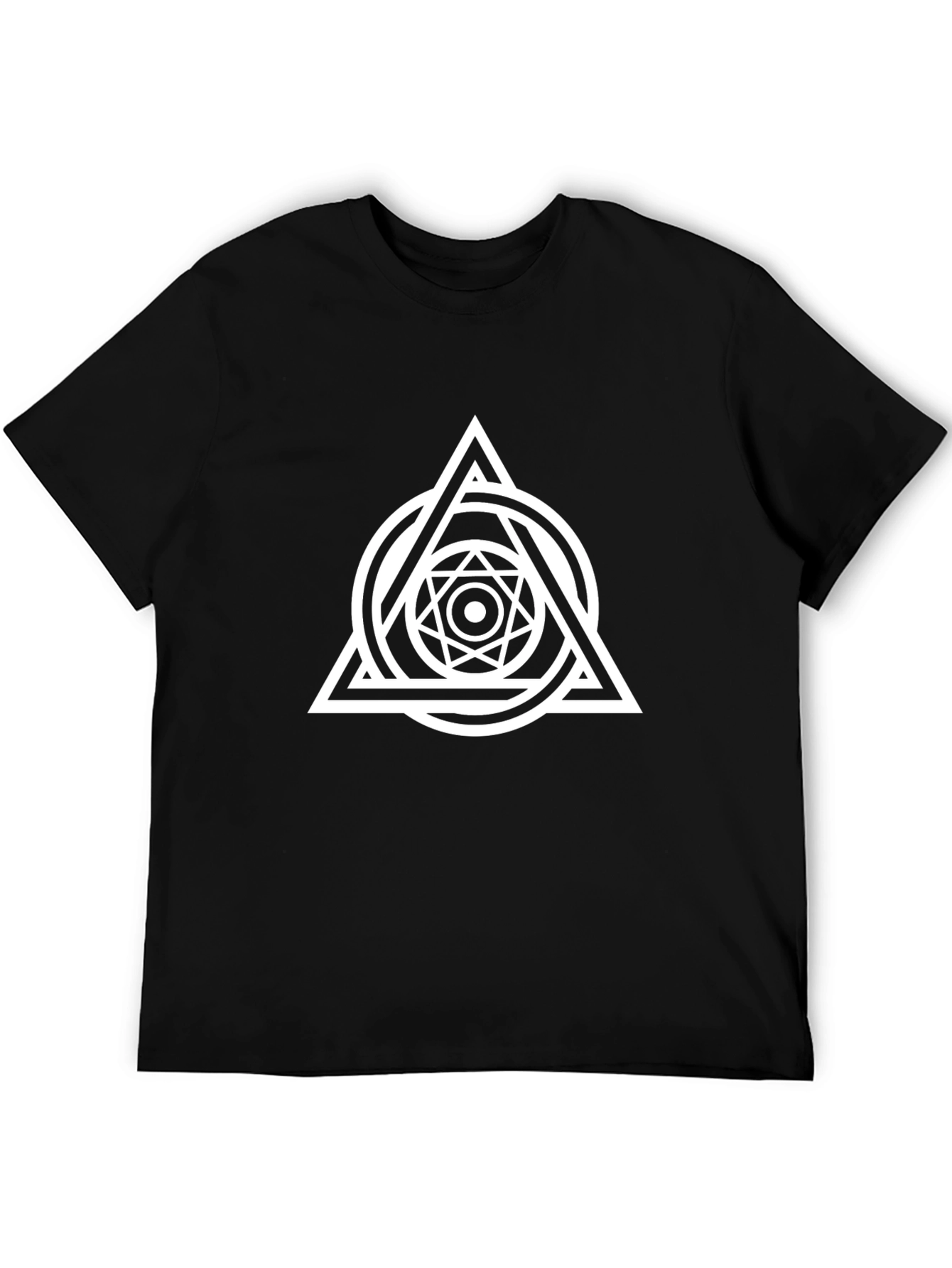 Geometric Graphic Print Black T-Shirt