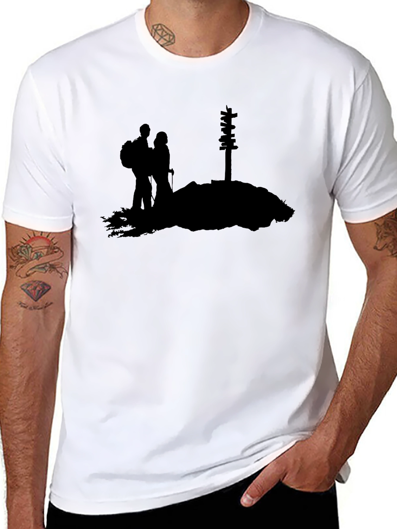 Hiking Couple Graphic Tee - Mountain Adventure Shirt