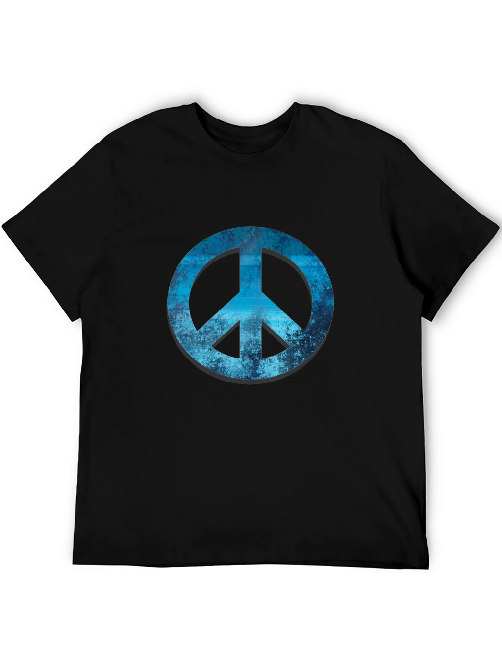 Blue Peace Sign Graphic Black T-Shirt