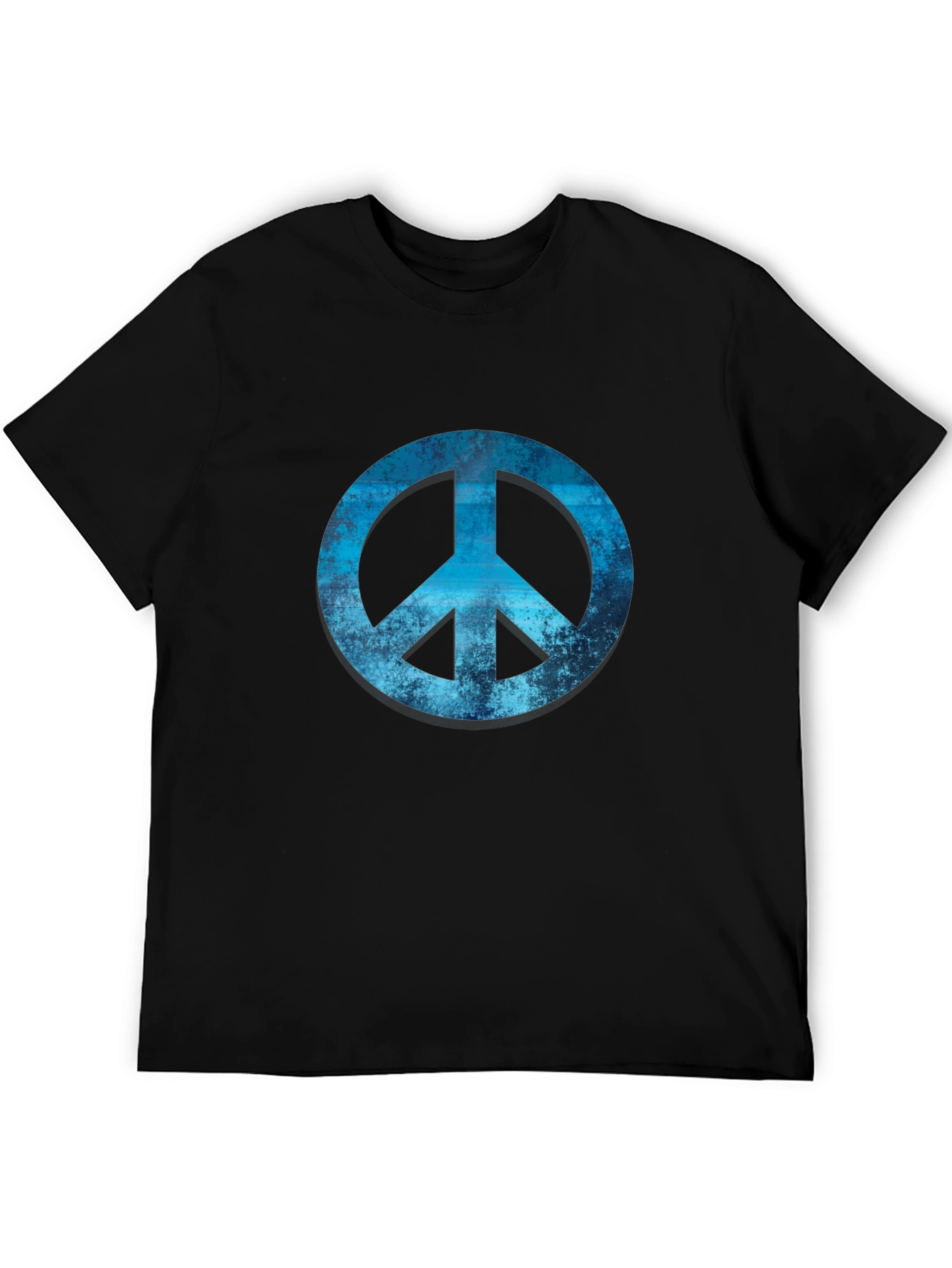 Blue Peace Sign Graphic Black T-Shirt