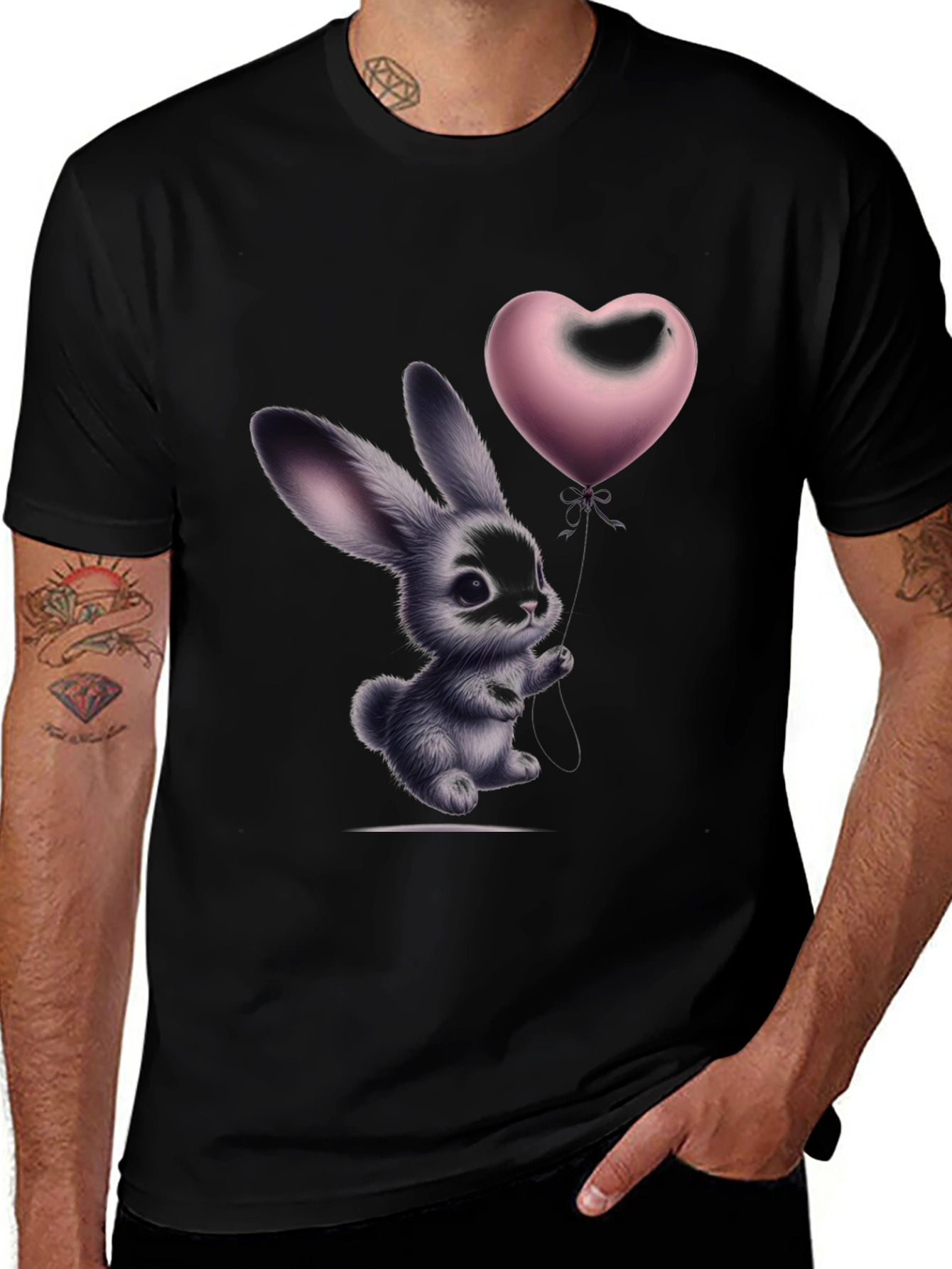 Bunny Heart Balloon Graphic T-Shirt