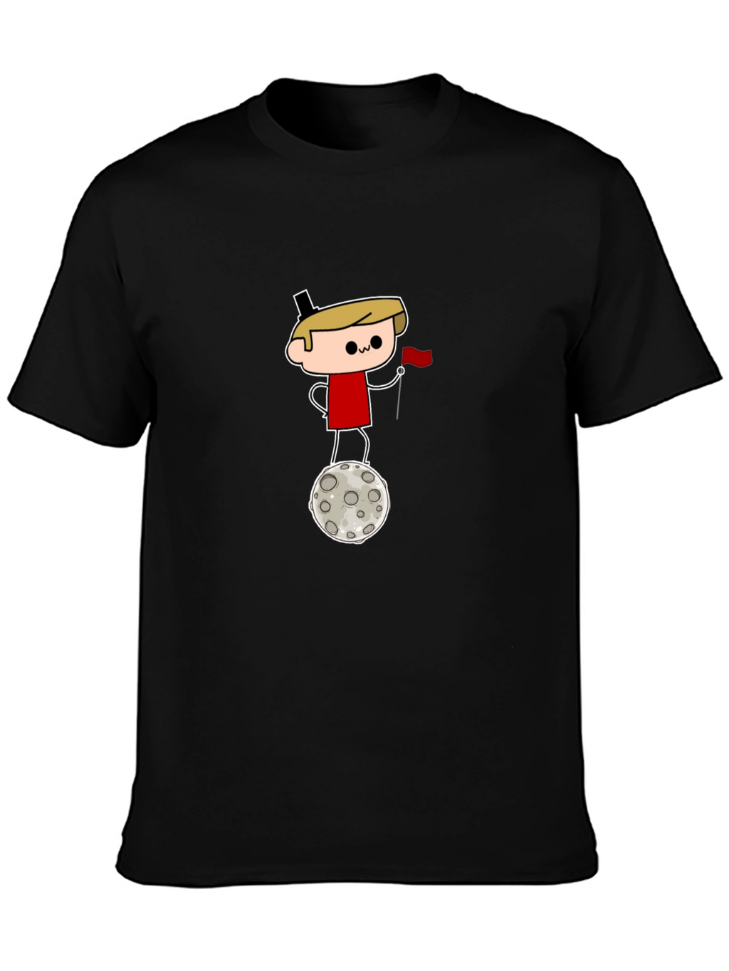 Cartoon Moon Landing T-Shirt - Black