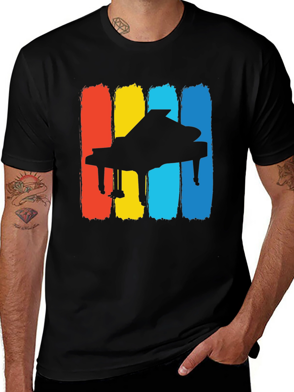 Retro Piano T-Shirt - Classic Musical Style