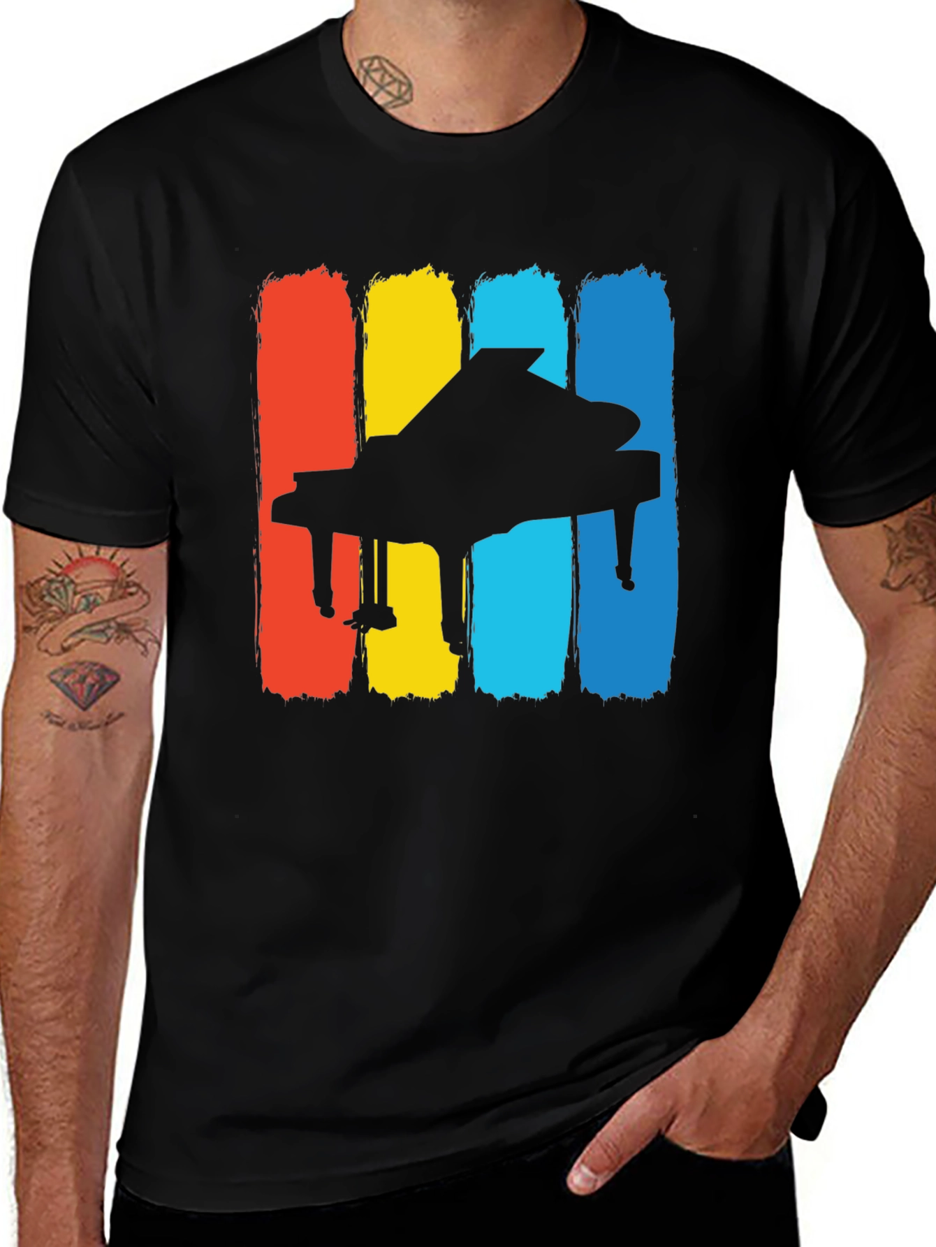 Retro Piano T-Shirt - Classic Musical Style