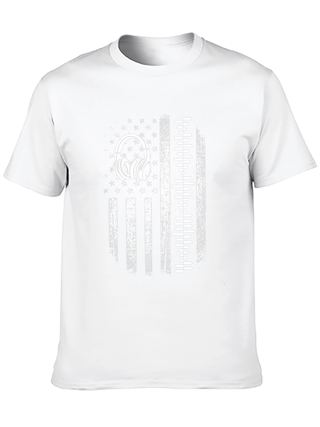 Distressed USA Flag Headphones Graphic Tee