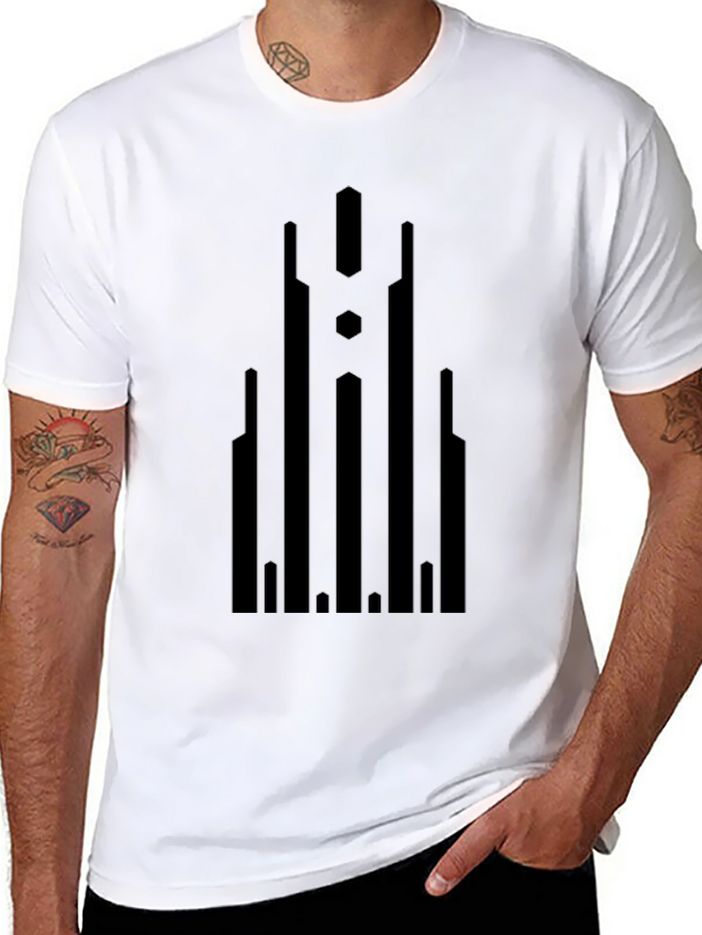 Abstract Graphic Print Black Tee