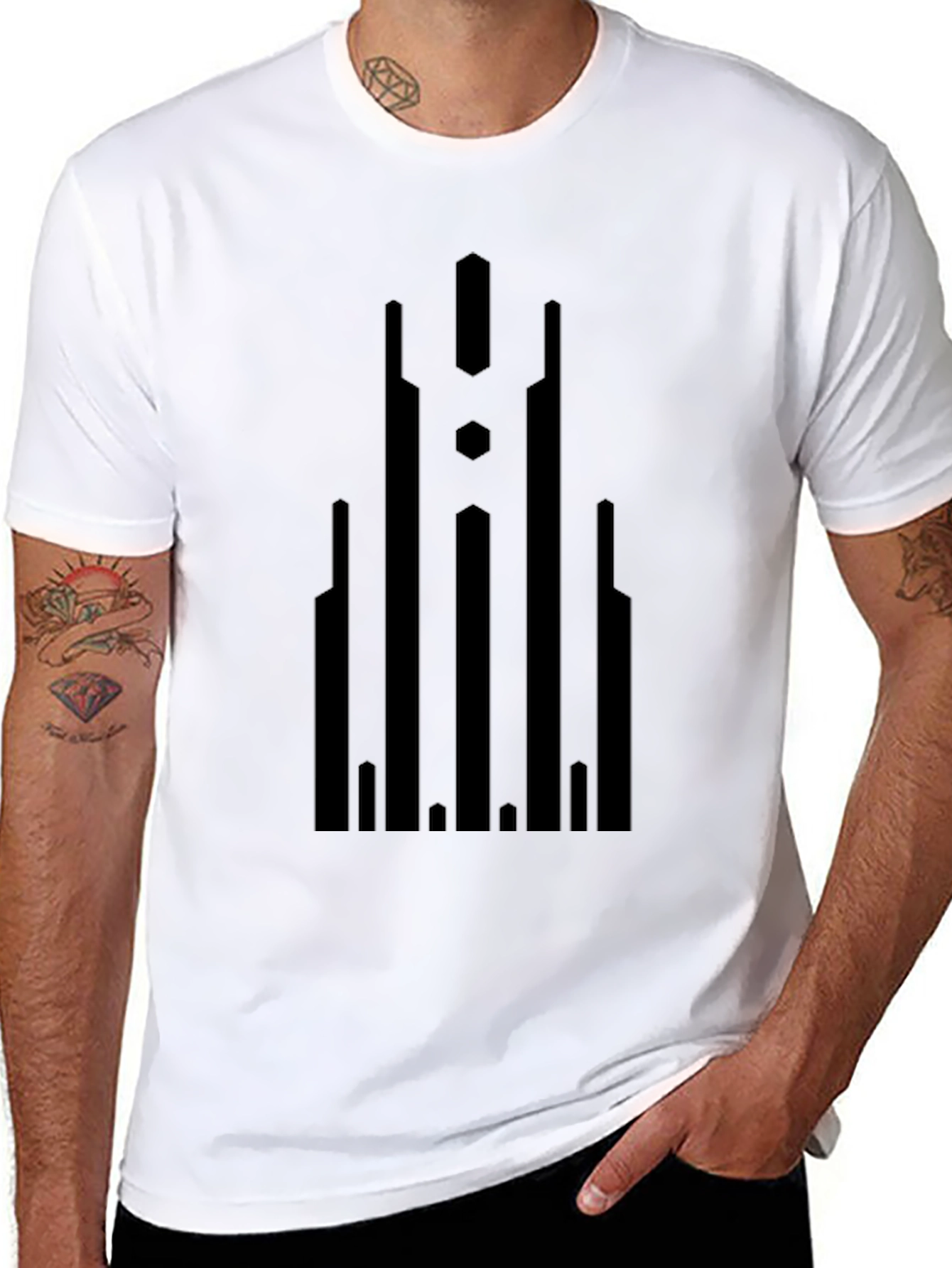 Abstract Graphic Print Black Tee
