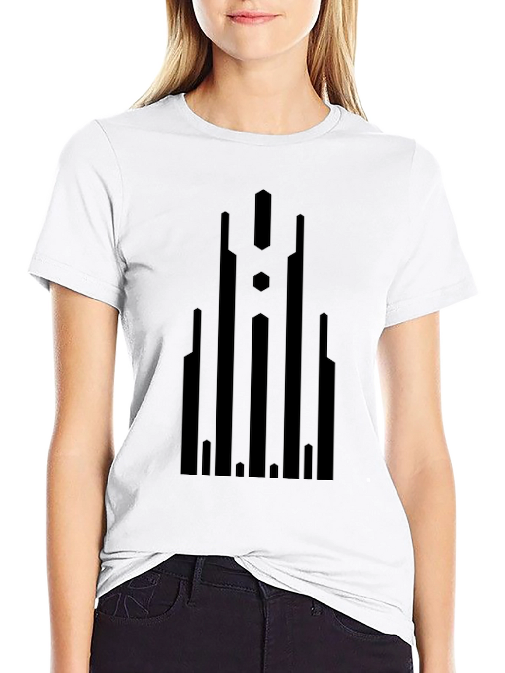 Abstract Graphic Print Black Tee