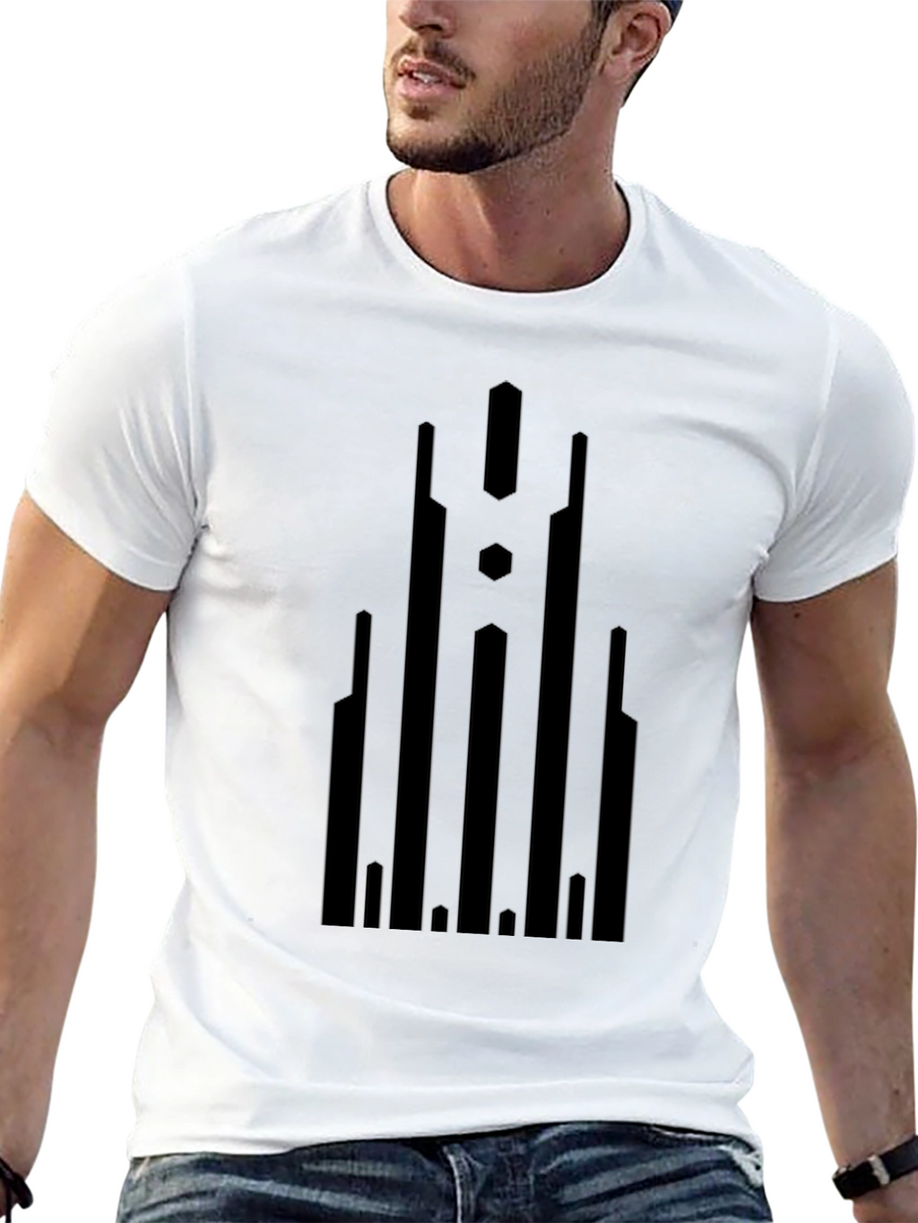 Abstract Graphic Print Black Tee