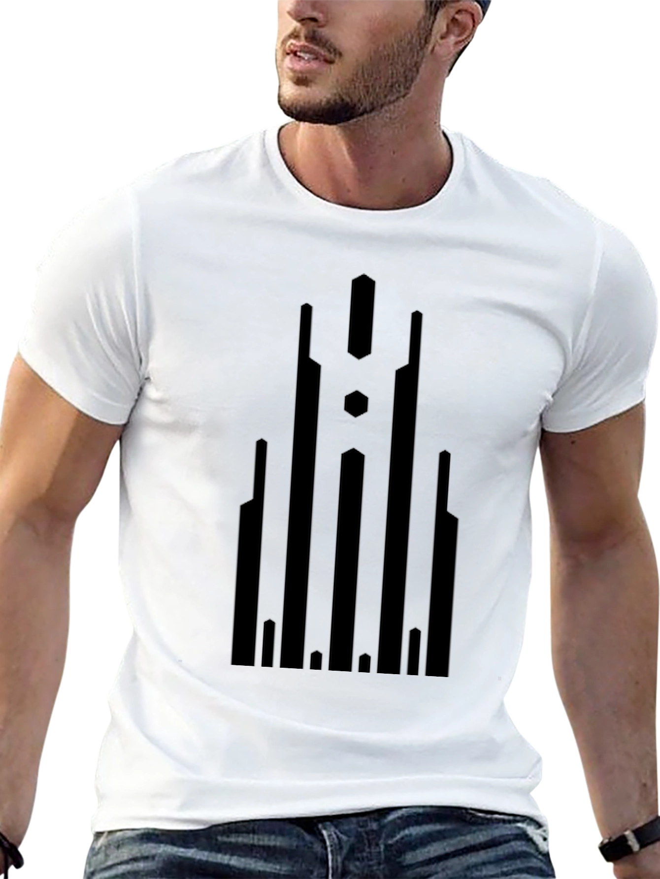 Abstract Graphic Print Black Tee
