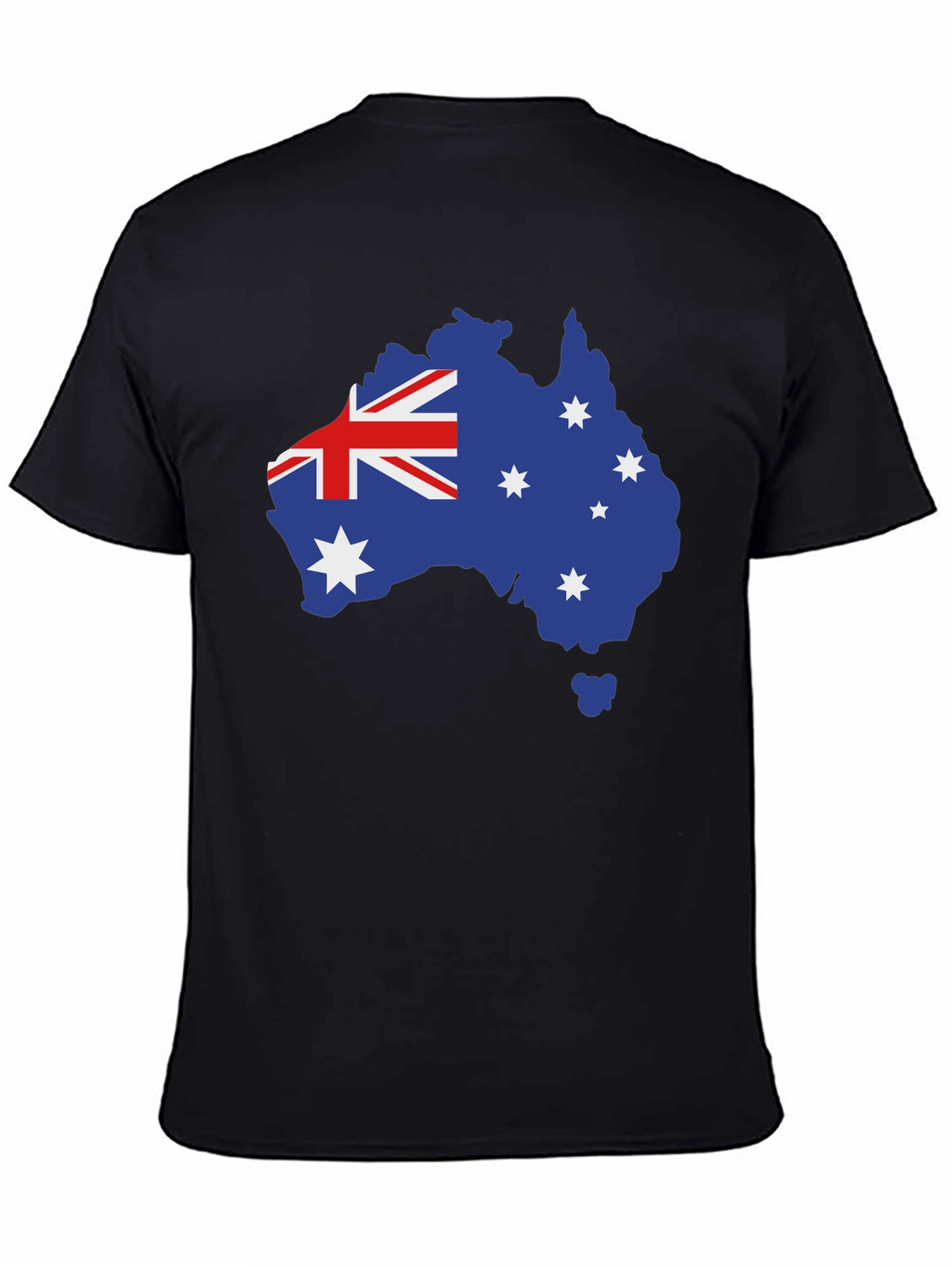Australia Flag Map T-Shirt - Black Crew Neck
