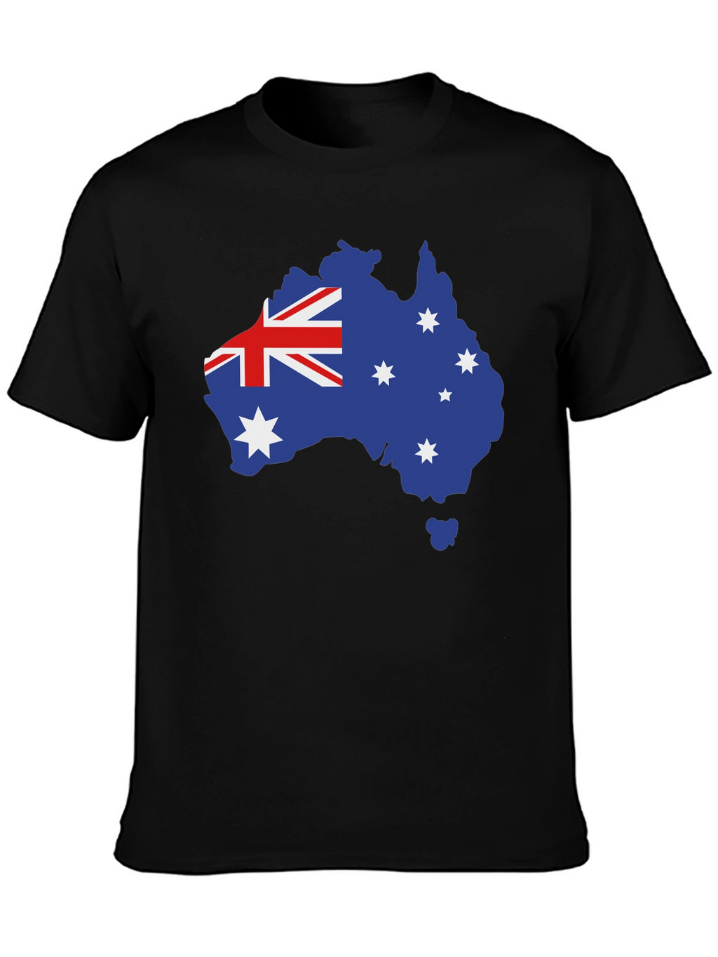 Australia Flag Map T-Shirt - Black Crew Neck